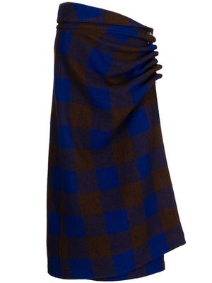 Lemaire checked midi wrap dress - Blue