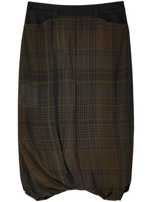 LEMAIRE checked twisted-hem skirt - Brown