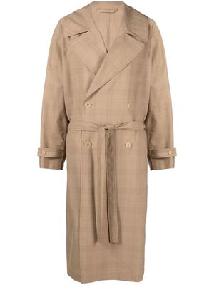 Lemaire checkered-pattern double-breasted coat - Neutrals