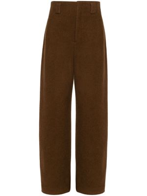 Lemaire Curved brushed high-waisted trousers - Brown