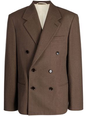 Lemaire double-breasted cotton blazer - Brown