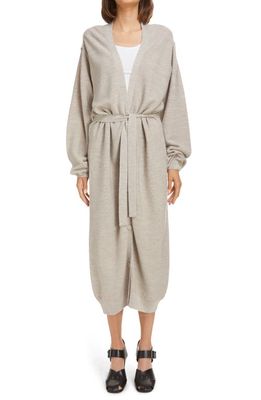 Lemaire Extralong Belted Button-Up Cardigan in Light Stone Mela 224