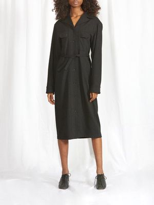 Lemaire - Flap-pocket Belted Twill Dress - Womens - Black