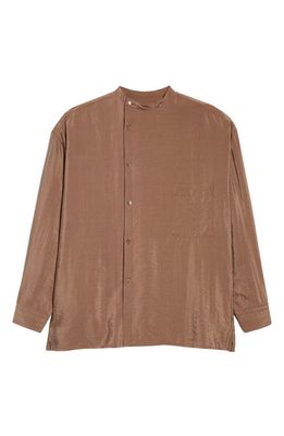 Lemaire Gender Inclusive Asymmetric Silk Blend Button-Up Shirt in Misty Mauve