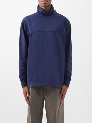 Lemaire - High-neck Cotton-jersey Sweatshirt - Mens - Navy