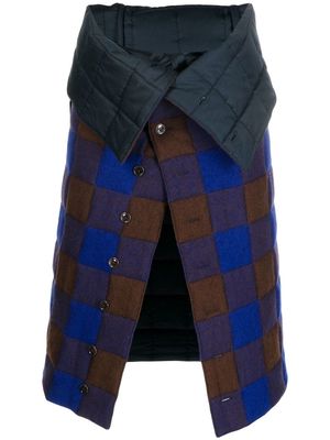 Lemaire layered check-pattern skirt - Brown