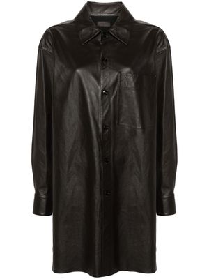 LEMAIRE leather side-slits shirt - Brown