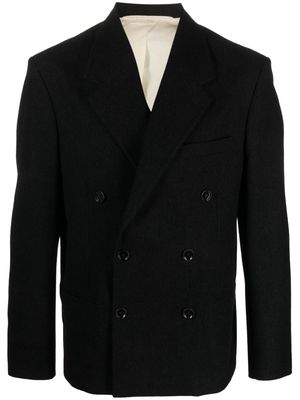 Lemaire notched-lapels double-breasted blazer - Black