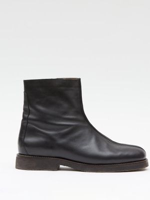 Lemaire - Piped Leather Boots - Mens - Black