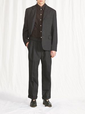 Lemaire - Pleated Twill Suit Trousers - Mens - Dark Grey