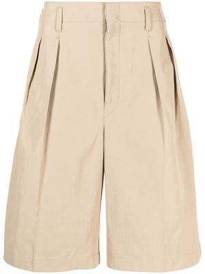 Lemaire pleated wide-leg cotton shorts - Neutrals