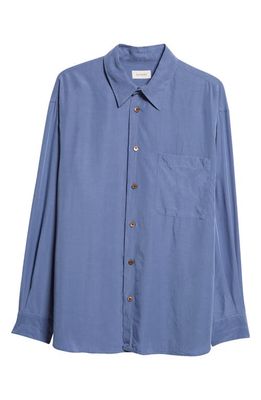 Lemaire Relaxed Fit Button-Up Shirt in Bice Blue Bl733