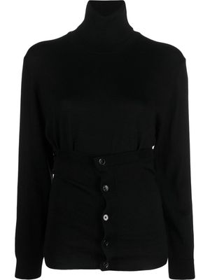 Lemaire roll-neck buttoned jumper - Black