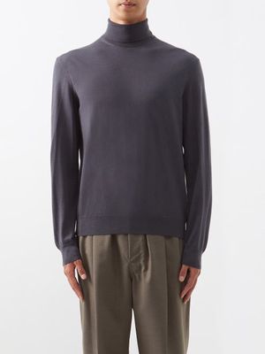 Lemaire - Roll-neck Wool-blend Sweater - Mens - Dark Grey