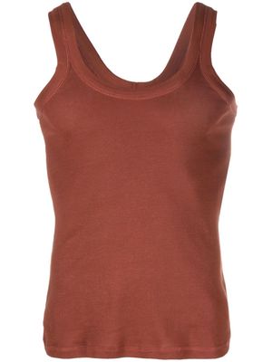 Lemaire scoop-neck fitted jersey tank top - Brown