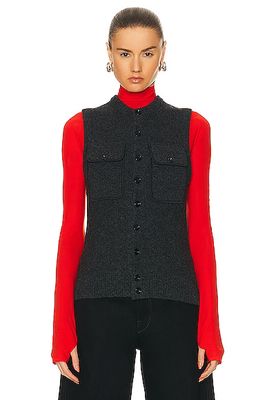 Lemaire Sleeveless Fitted Cardigan in Black