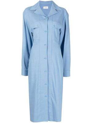Lemaire spread-collar long-sleeve dress - Blue