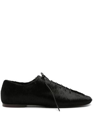 Lemaire square-toe pony-hair loafers - Black