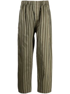 Lemaire straight-leg striped silk trousers - Green