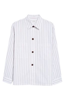 Lemaire Stripe Cotton Poplin Button-Up Pajama Shirt in Mu010 White/Brown/Beige