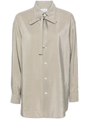 LEMAIRE tie-detail satin shirt - Grey