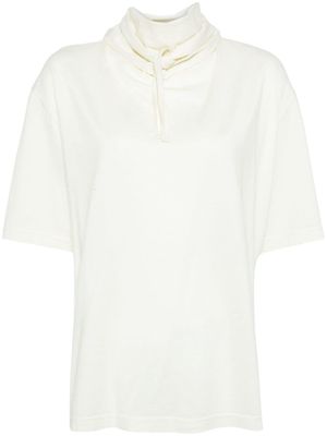 LEMAIRE tie-neck T-shirt - OFF WHITE