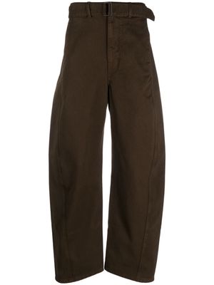Lemaire Twisted belted garment-dyed jeans - Brown