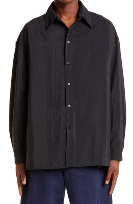 Lemaire Twisted Silk Blend Button-Up Shirt in Black Bk999