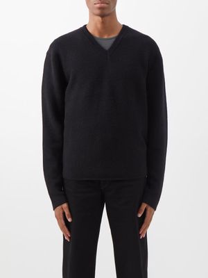 Lemaire - V-neck Wool Sweater - Mens - Black