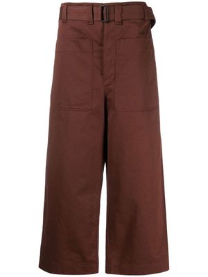 Lemaire wide-leg cotton-linen trousers - Brown
