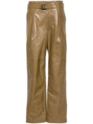 LEMAIRE wide-leg leather trousers - Green