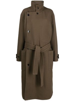 Lemaire wool wrap belted-waist coat - Brown