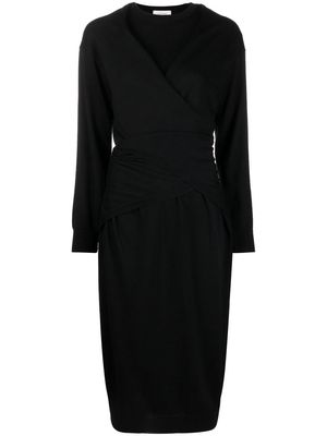 Lemaire wrap-detail layered midi dress - Black