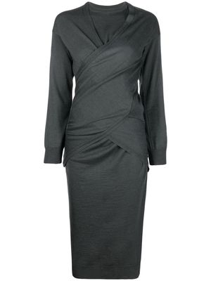 Lemaire wrap-detail layered midi dress - Grey