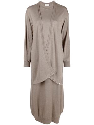 Lemaire wrap layered midi dress - Grey