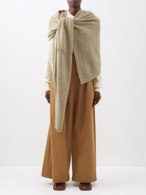 Lemaire - Wrap Scarf Wool Sweater - Womens - Light Khaki