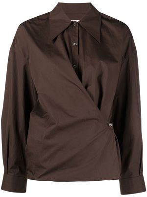 Lemaire wraparound cotton shirt - Brown