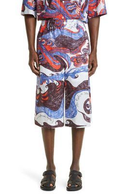 Lemaire x Noviadi Angkasapura Print Cotton Bermuda Shorts in 150 Black Multicolor