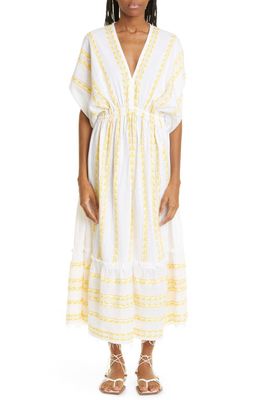 lemlem Abeba Plunge Neck Cover-Up Maxi Dress in Sunshine Yellow