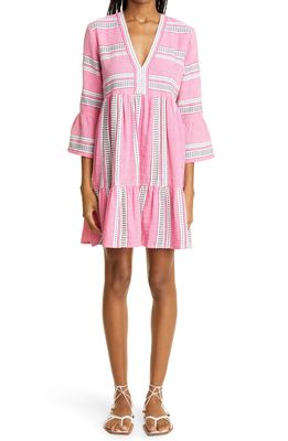 lemlem Amira Stripe Flutter Sleeve Cotton Blend Cover-Up Dress in Pink