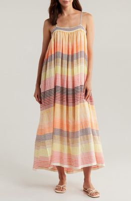 lemlem Eda Mixed Stripe Cotton Blend Cover-Up Sundress in Amaresh Sunrise 