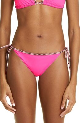 lemlem Lena String Bikini Bottoms in Bright Pink