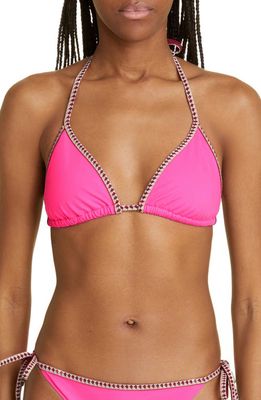 lemlem Lena Triangle String Bikini Top in Bright Pink