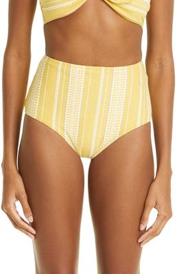 lemlem Luchia High Waist Bikini Bottoms in Yellow