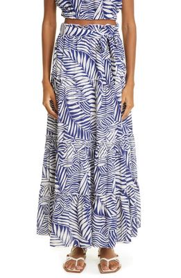 lemlem Palm Leaf Cover-Up Maxi Skirt in Royal Blue