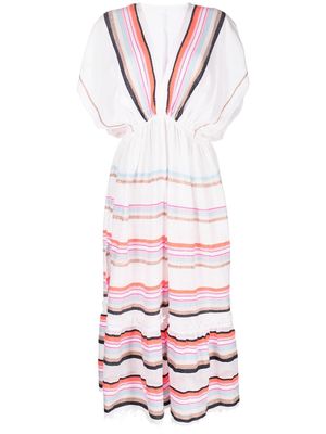 lemlem stripe-print V-neck dress - White