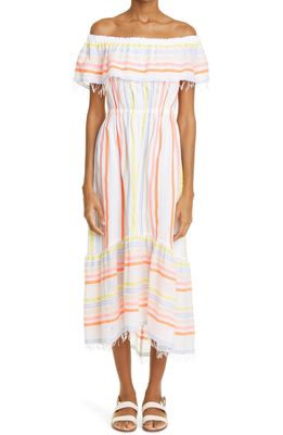 lemlem Tirunesh Stripe Off the Shoulder Cotton Blend Cover-Up Dress in Stripe Sunrise
