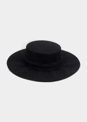 Lena Boater Hat w/ Veil Overlay