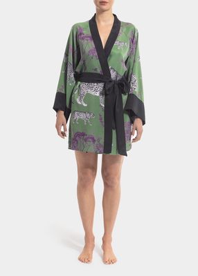 Lennon Animal-Print Kimono Robe