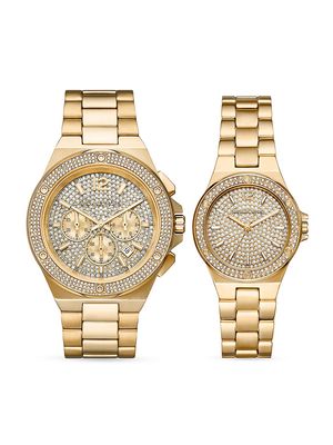 Lennox Goldtone & Crystal His & Hers Bracelet Watch Set - Yellow Gold - Yellow Gold